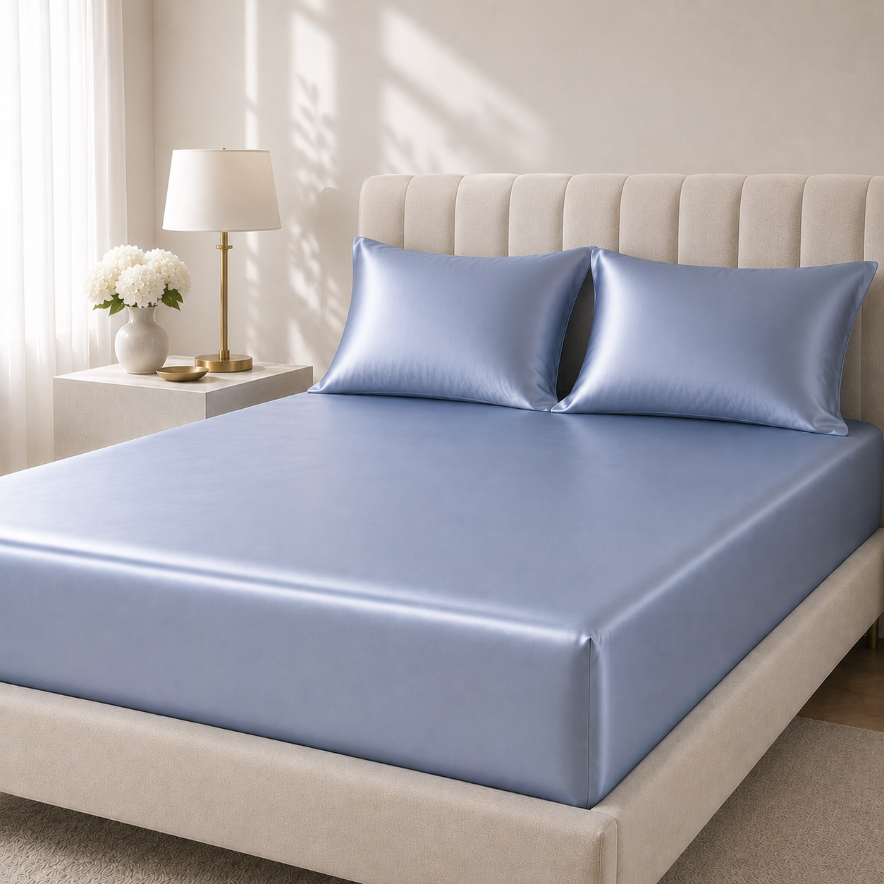 100% Mulberry Silk Fitted Sheet - 22 Momme, USA Made, Hypoallergenic