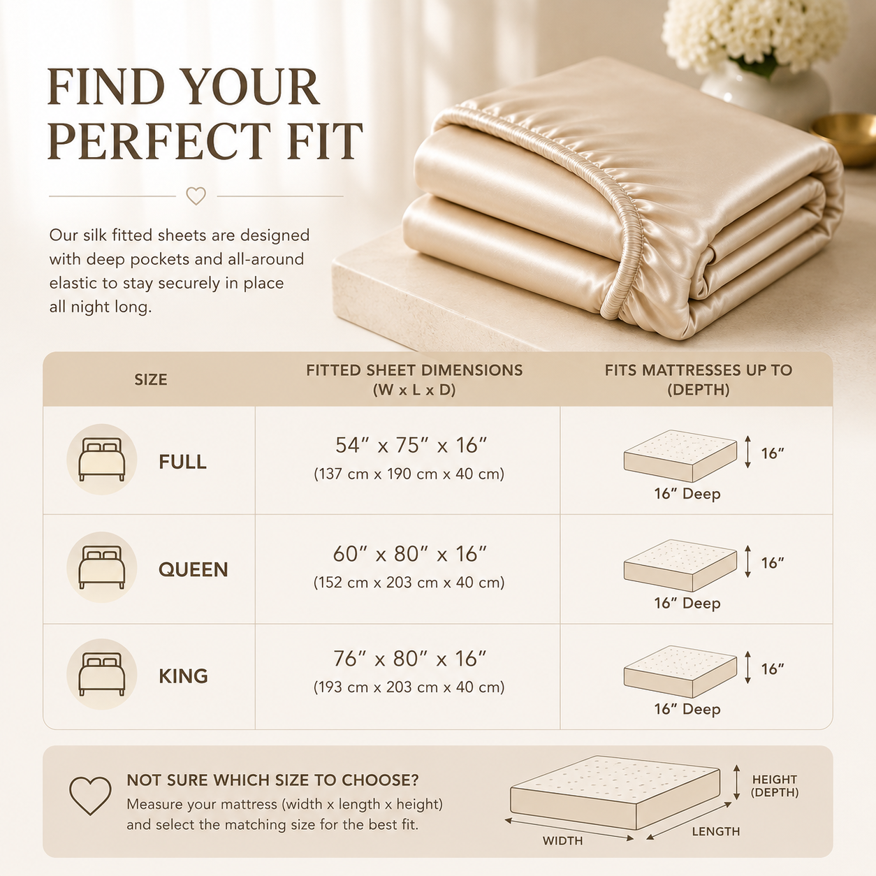 100% Mulberry Silk Fitted Sheet - 22 Momme, USA Made, Hypoallergenic