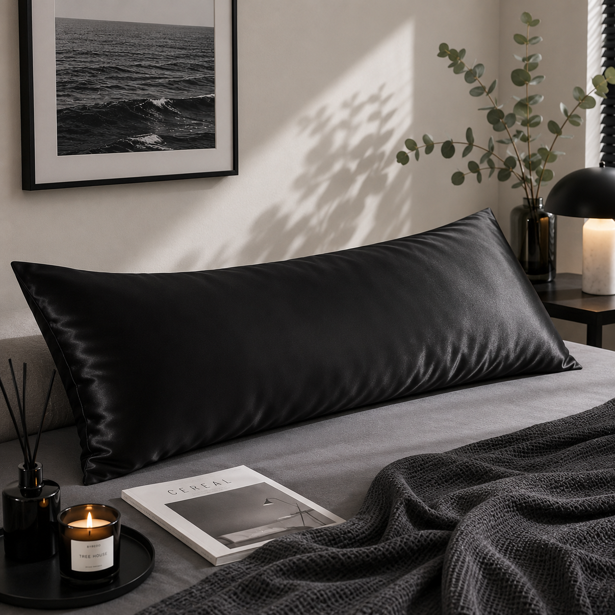 22 Momme Mulberry Silk Body Pillowcase, Grade 6A Pure Silk, Hidden Zipper, Cooling and Breathable, Hair and Skin Friendly, 20 x 54 Inches, USA