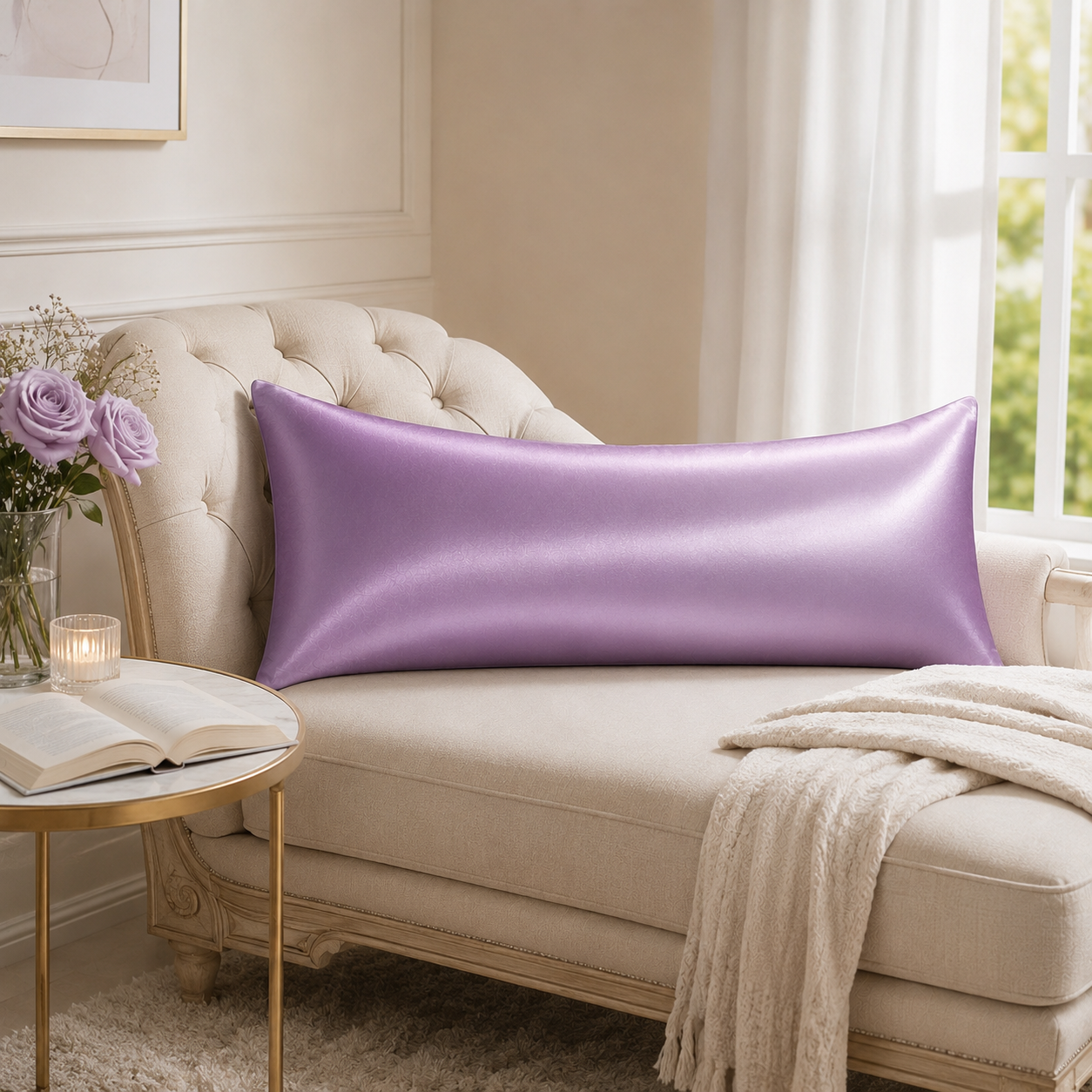 22 Momme Mulberry Silk Body Pillowcase, Grade 6A Pure Silk, Hidden Zipper, Cooling and Breathable, Hair and Skin Friendly, 20 x 54 Inches, USA