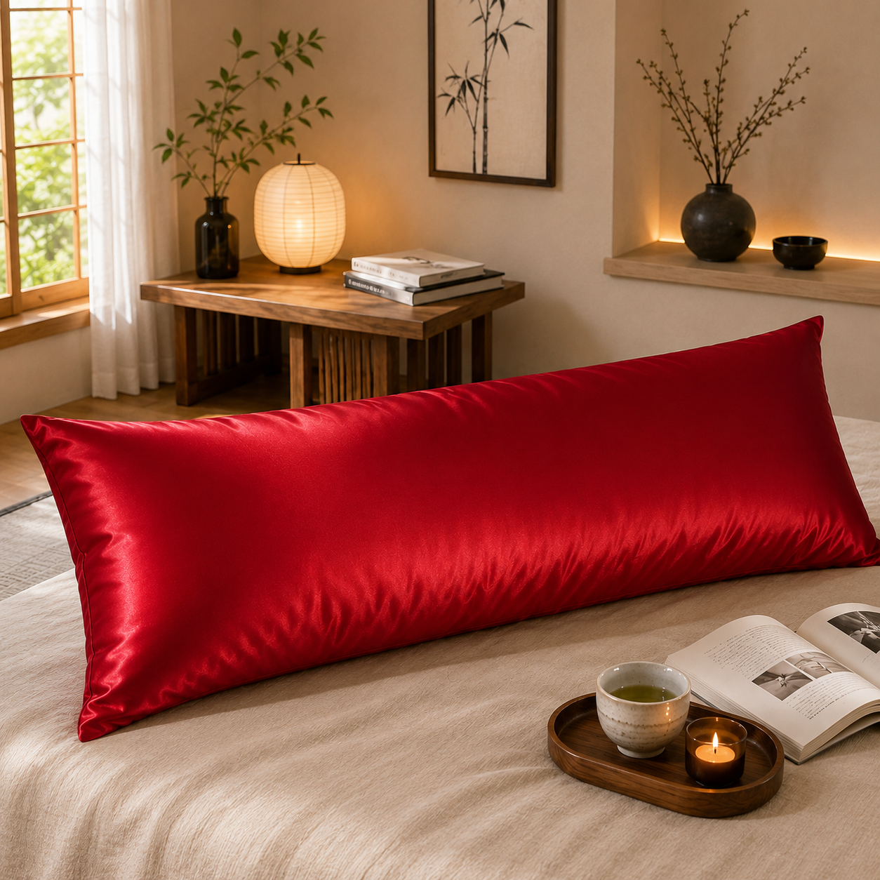 22 Momme Mulberry Silk Body Pillowcase, Grade 6A Pure Silk, Hidden Zipper, Cooling and Breathable, Hair and Skin Friendly, 20 x 54 Inches, USA