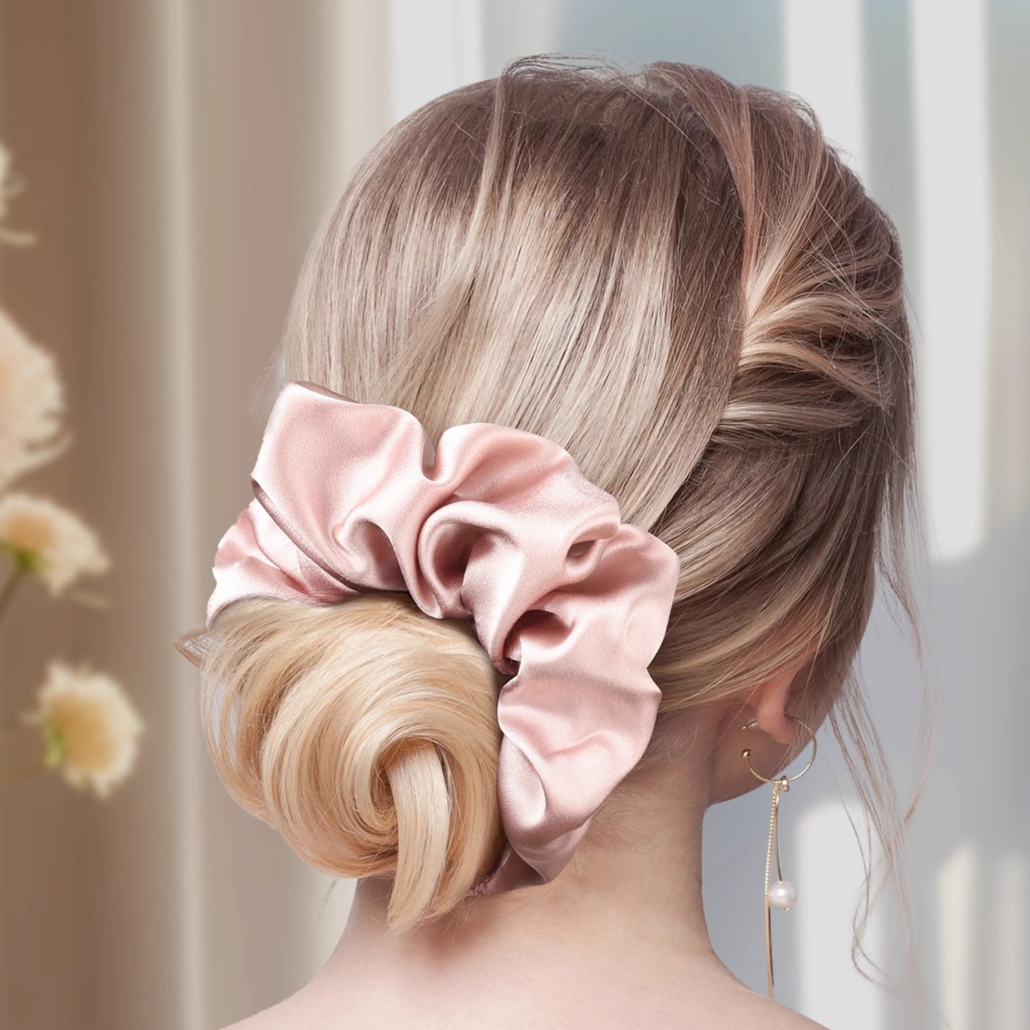 30 Momme Mulberry Silk Scrunchies for Women – Large Hair Ties for Curly Hair, Sleep & Ponytails – Soft, Gentle Hold