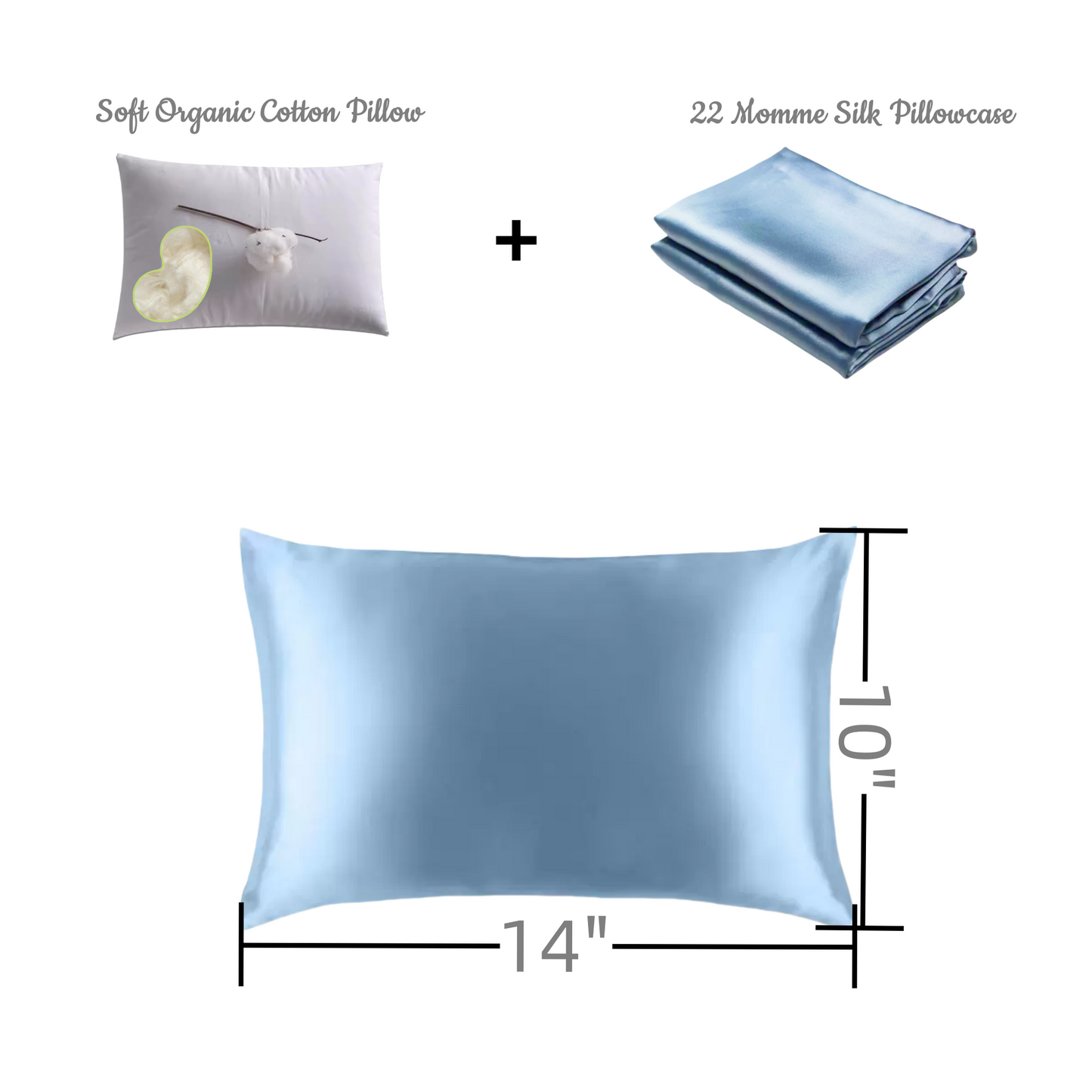 Organic Silk Baby Pillowcase - 10"x13", Soft, Hypoallergenic, Zipper