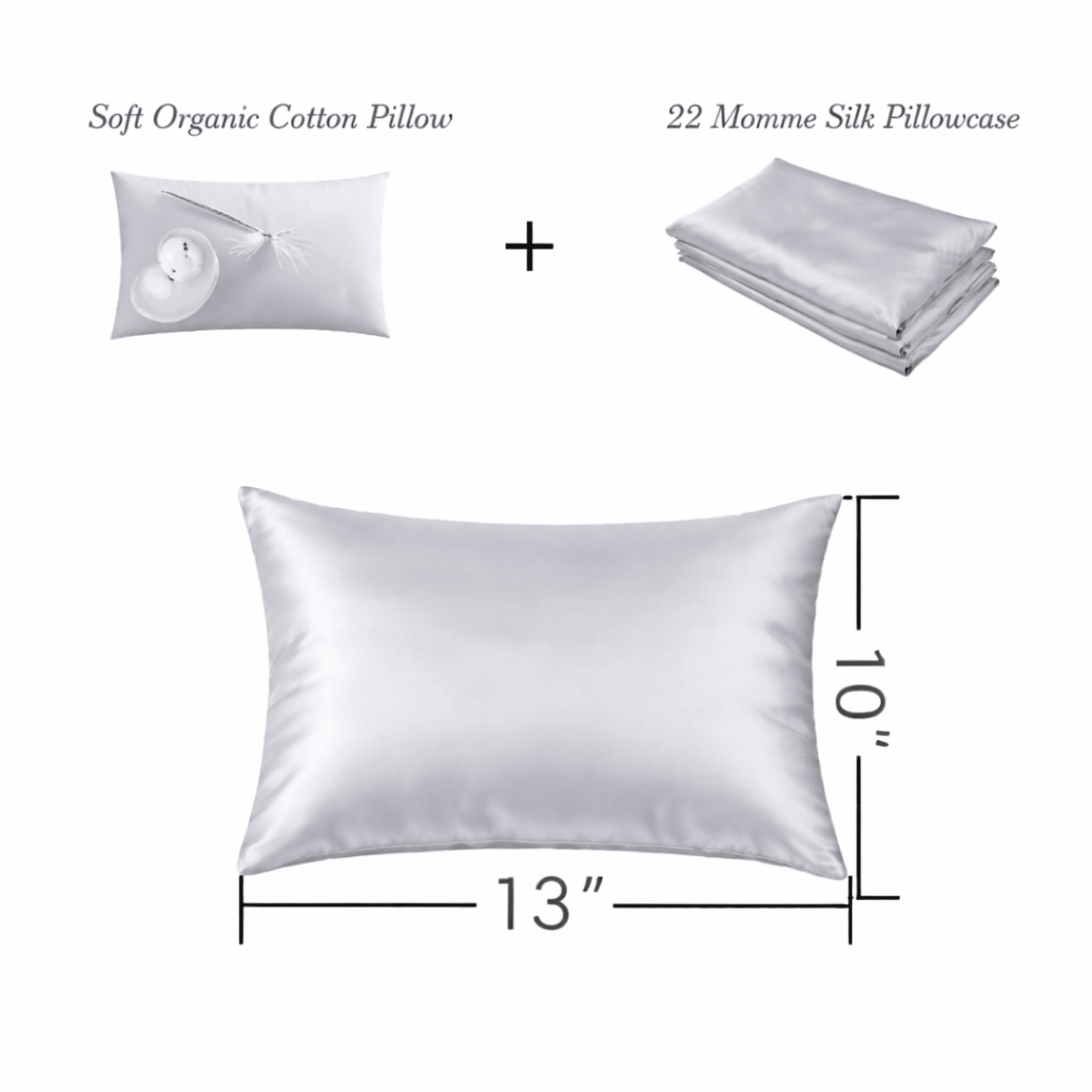 Organic Silk Baby Pillowcase - 10"x13", Soft, Hypoallergenic, Zipper