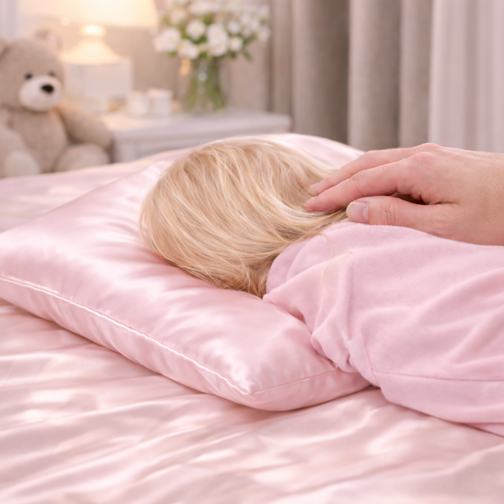Organic Silk Baby Pillowcase - 10"x13", Soft, Hypoallergenic, Zipper