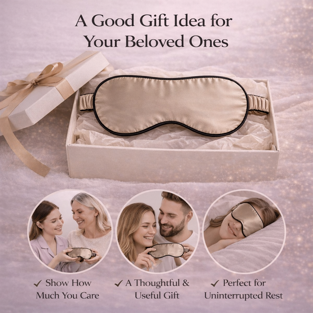 100% Mulberry Silk Sleep Mask - 22 Momme, Adjustable Blackout Eye Mask, Anti-Wrinkle & Anti-Aging, Luxury Travel Mask, Made in USA