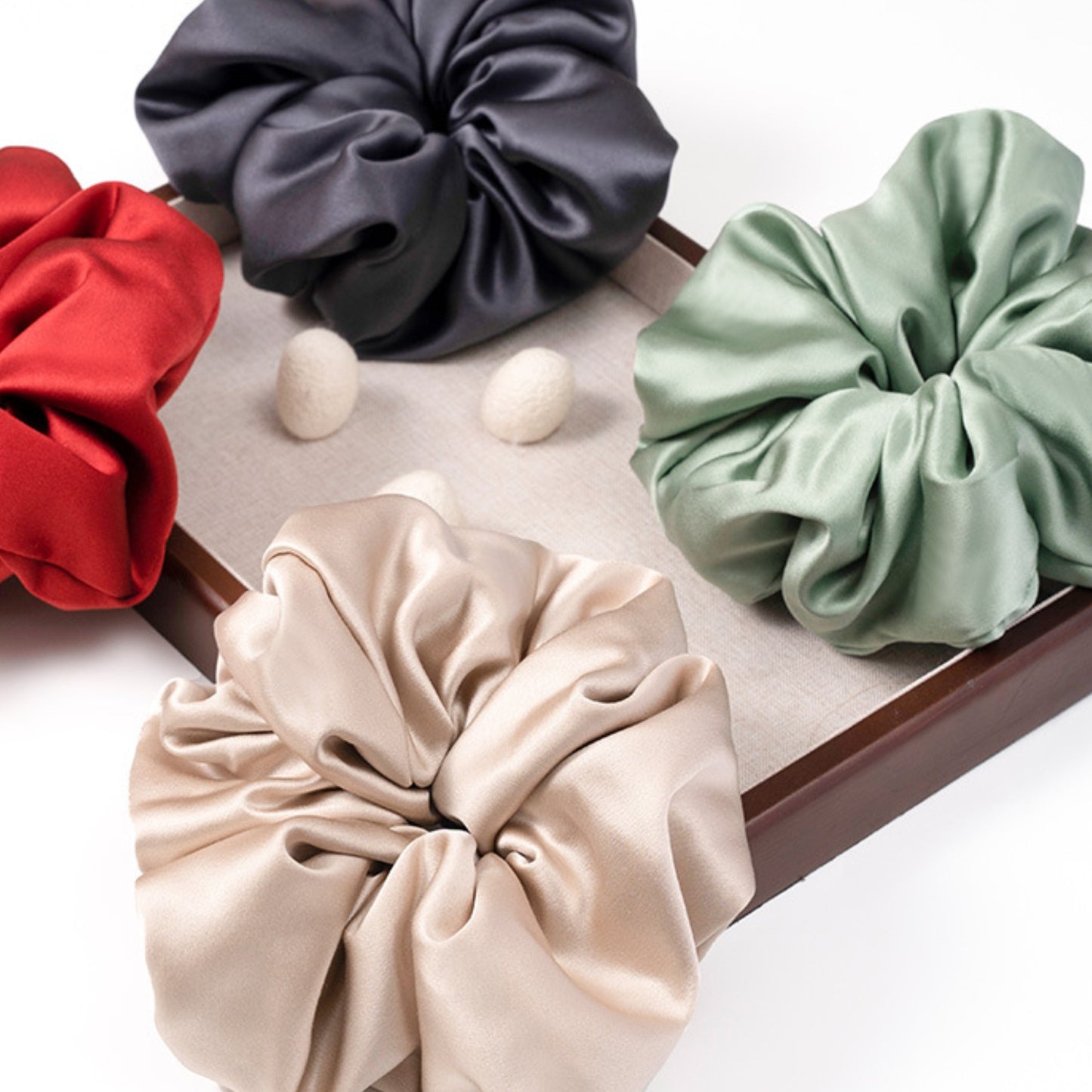 30 Momme Mulberry Silk Scrunchies for Women – Large Hair Ties for Curly Hair, Sleep & Ponytails – Soft, Gentle Hold