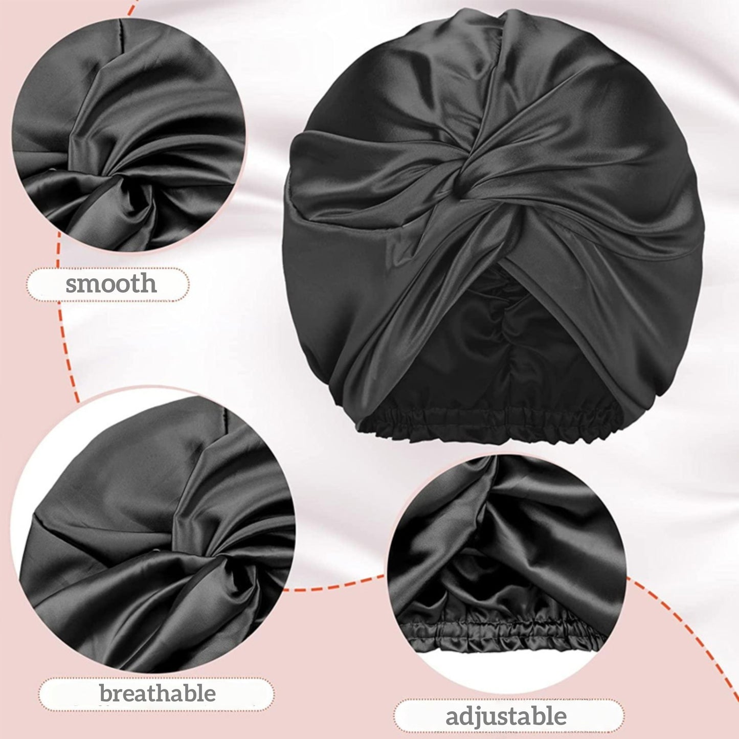 100% Mulberry Silk Reversible Sleep Bonnet – 22 Momme, Double-Sided Silk Hair Wrap & Night Cap for Women