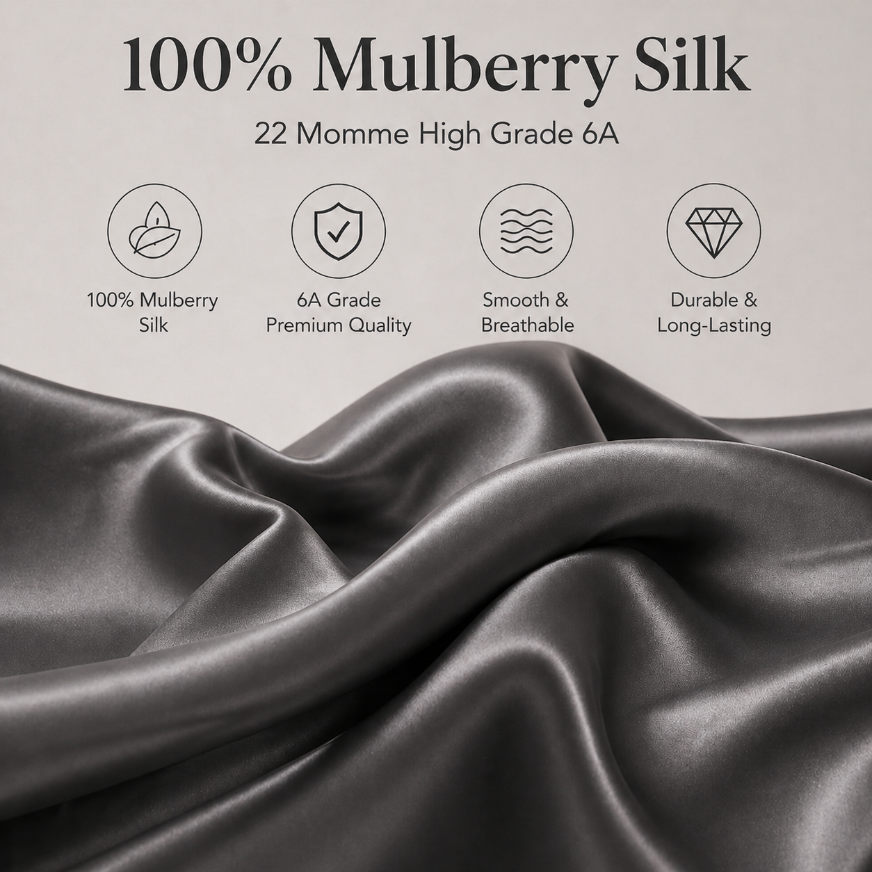 Real Mulberry Silk Pillowcase - 22 Momme, 6A, Made in USA