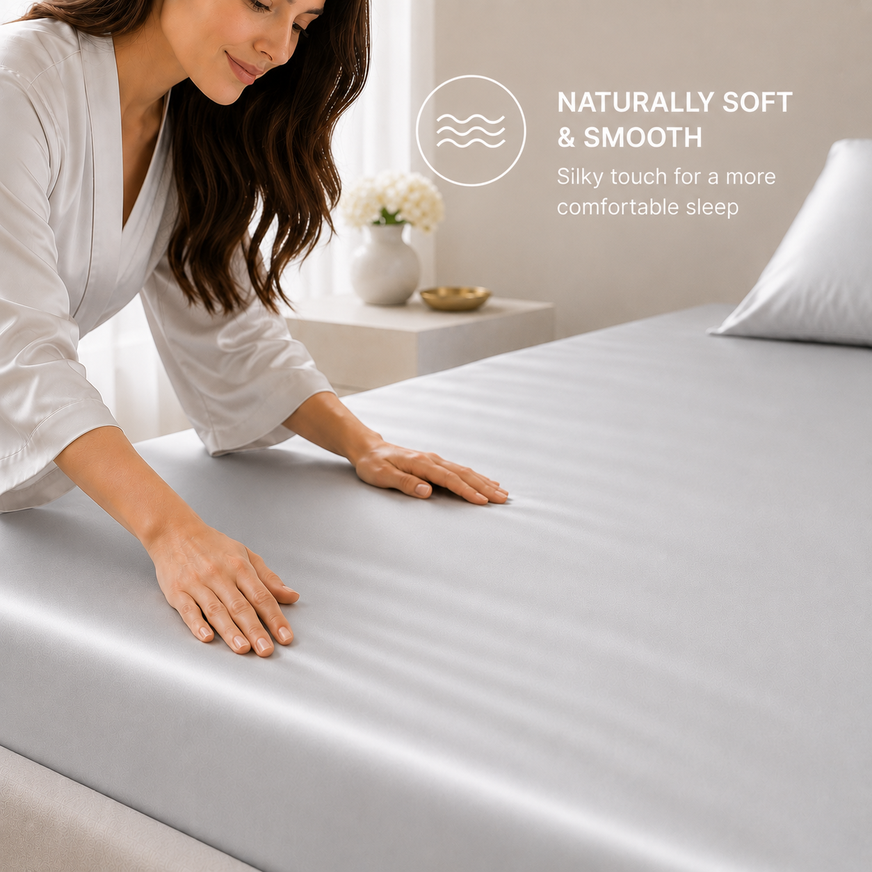 100% Mulberry Silk Fitted Sheet - 22 Momme, USA Made, Hypoallergenic