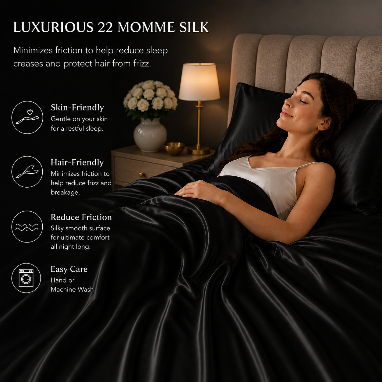 22 Momme Mulberry Silk Flat Sheet - 100% Real Silk, Grade 6A, Soft