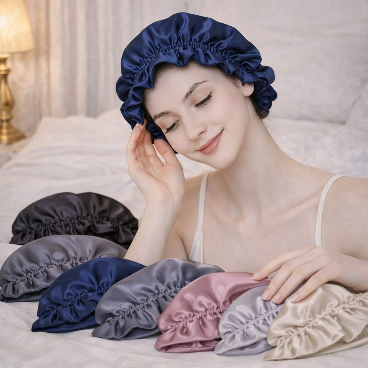 100% Mulberry Silk Reversible Sleep Bonnet – 22 Momme, Double-Sided Silk Hair Wrap & Night Cap for Women Beaty Sleep