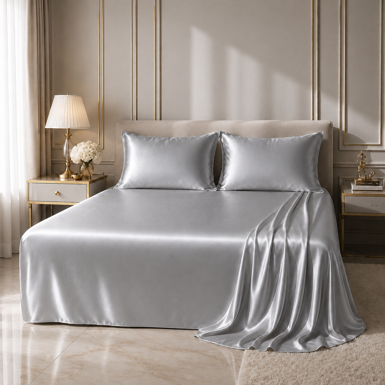 22 Momme Mulberry Silk Flat Sheet - 100% Real Silk, Grade 6A, Soft