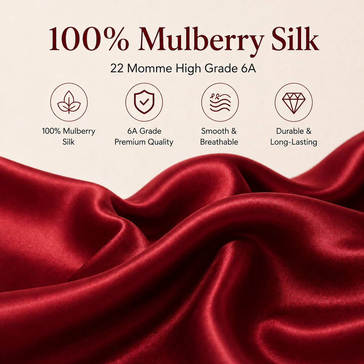 Organic Mulberry Silk Pillowcase - 22 Momme, 6A, Made in USA