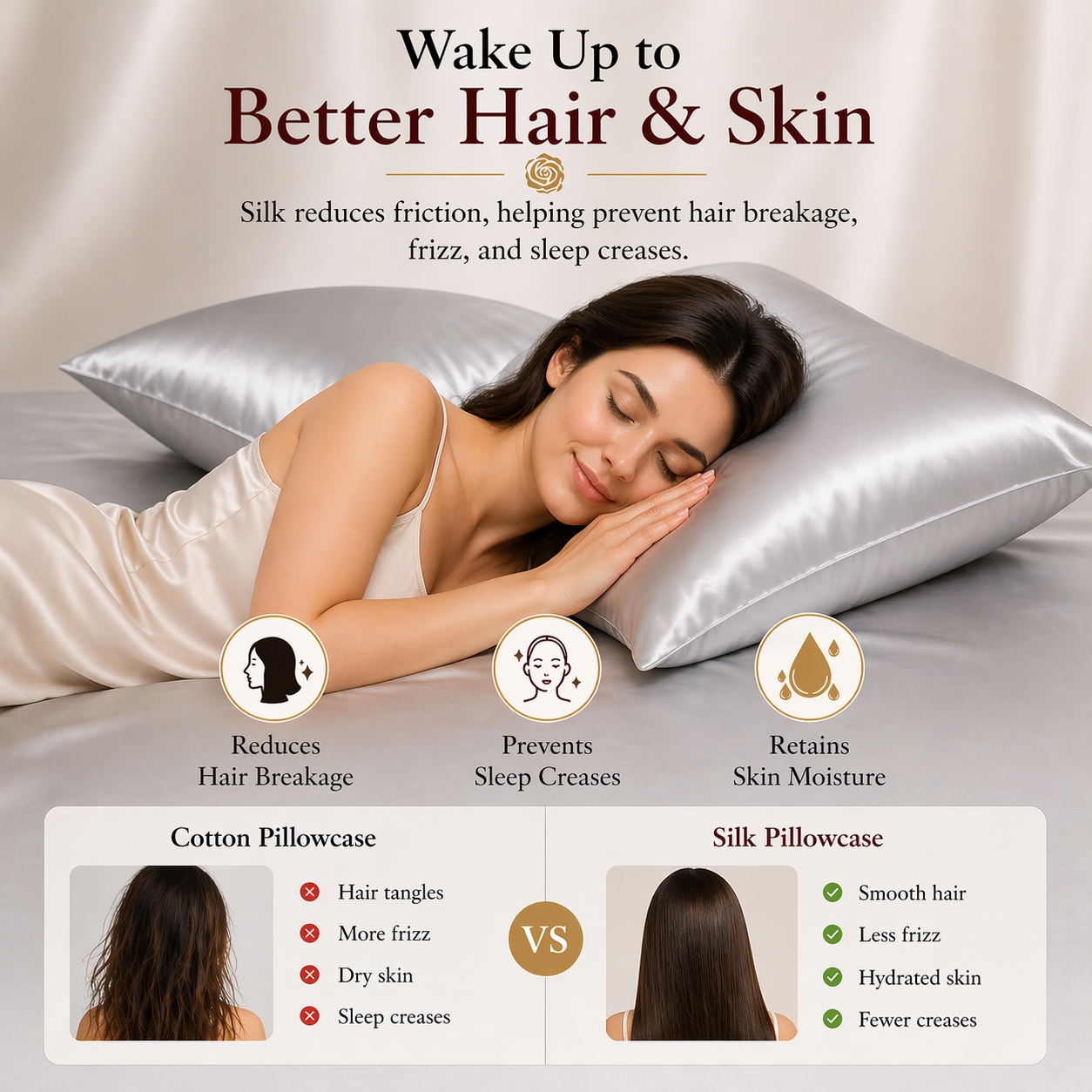 Real Mulberry Silk Pillowcase - 22 Momme, 6A, Made in USA