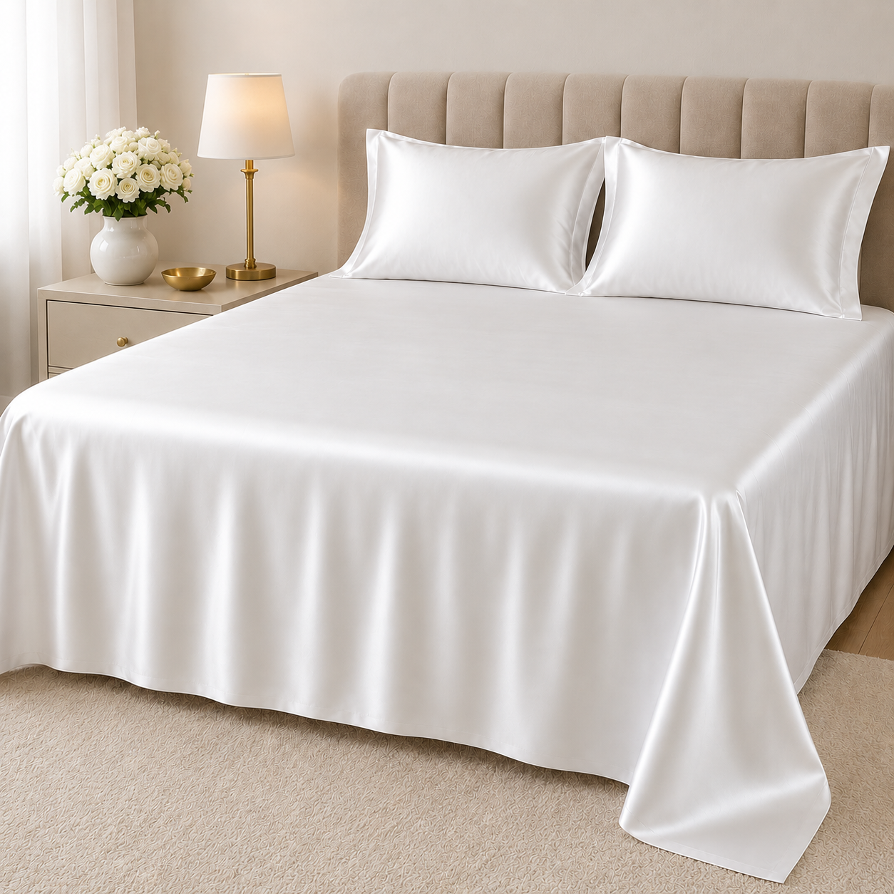 22 Momme Mulberry Silk Flat Sheet - 100% Real Silk, Grade 6A, Soft