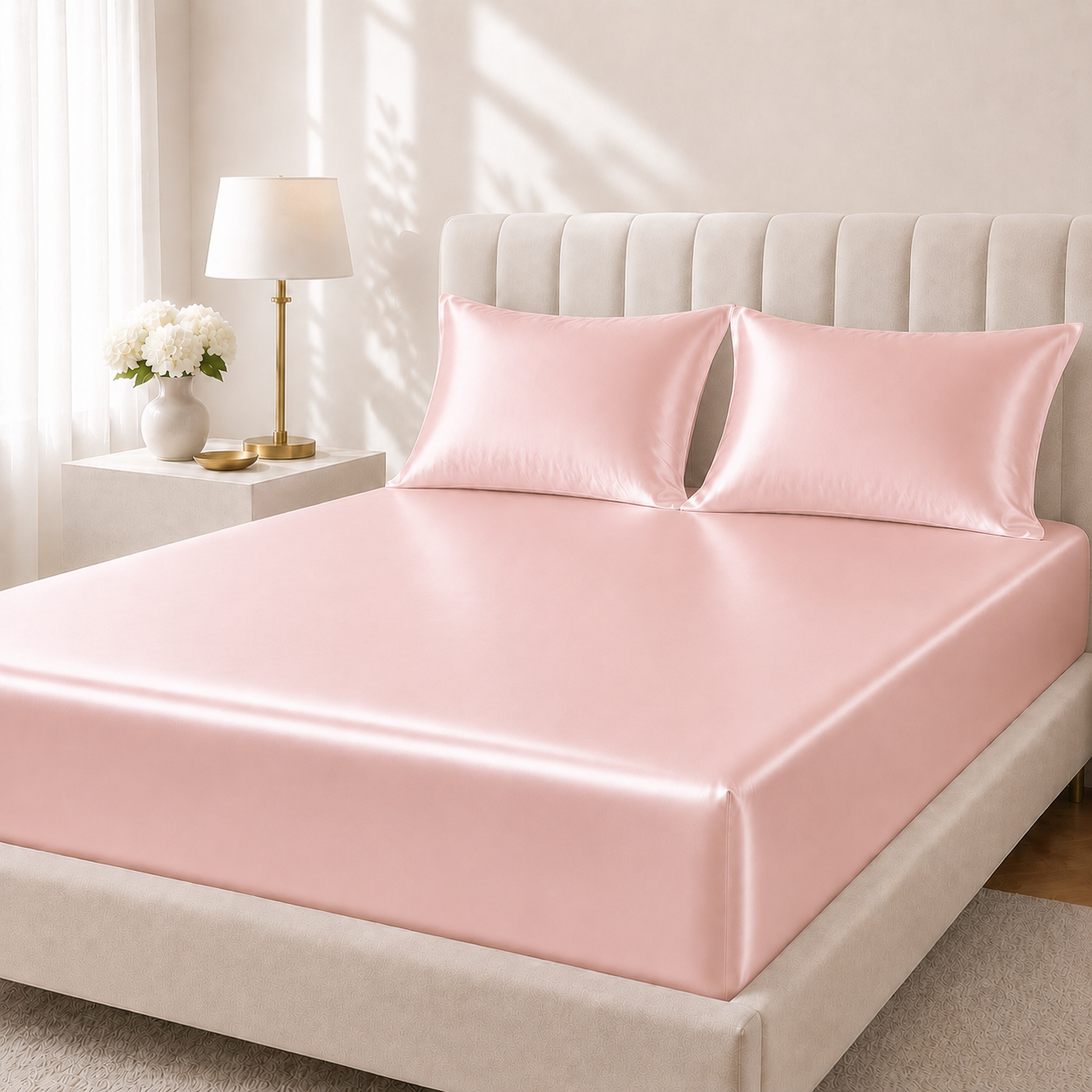 100% Mulberry Silk Fitted Sheet - 22 Momme, USA Made, Hypoallergenic