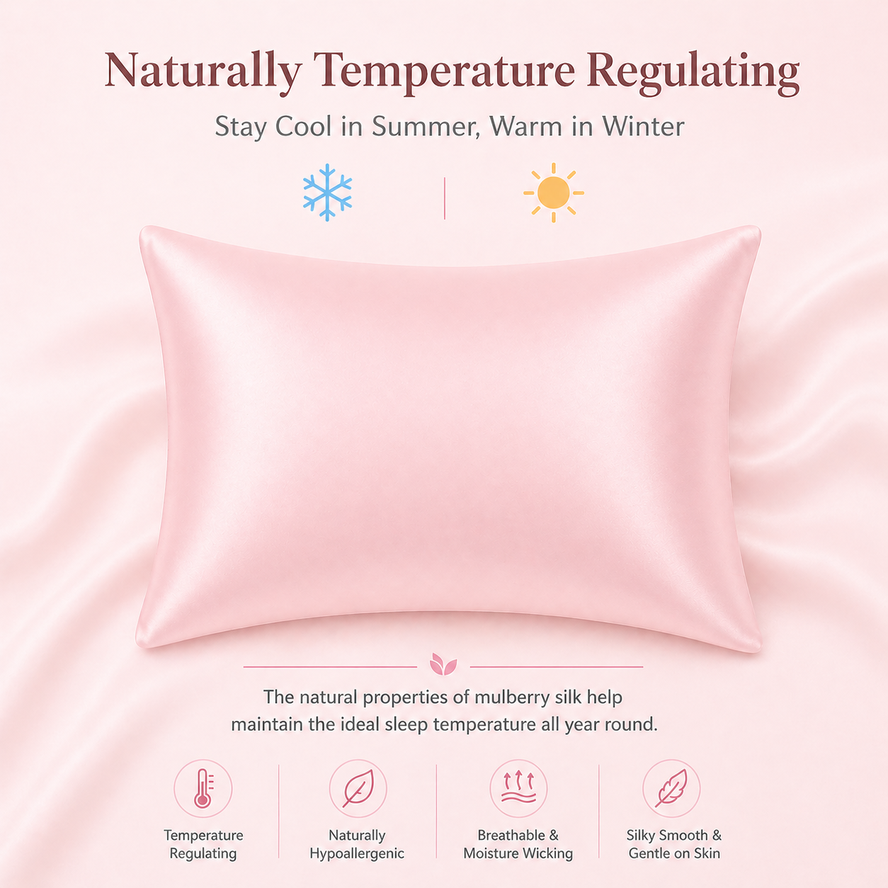 Organic Mulberry Silk Pillowcase - 22 Momme, 6A, Made in USA